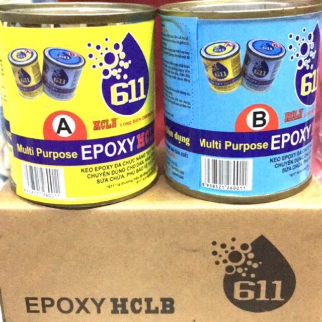 Keo dán đa năng keo 611 (dán đá, nhựa, gỗ, kim loại...) epoxy AB  dùng cho tàu biển, công nghiệp, xây dựng