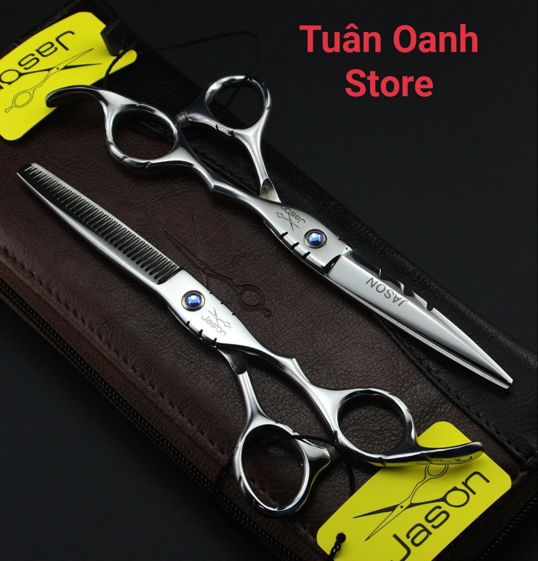 Kéo cắt tóc chuyên nghiệp Jason 6.0 (tặng kèm bao da+chỉnh kéo+dầu tra kéo )