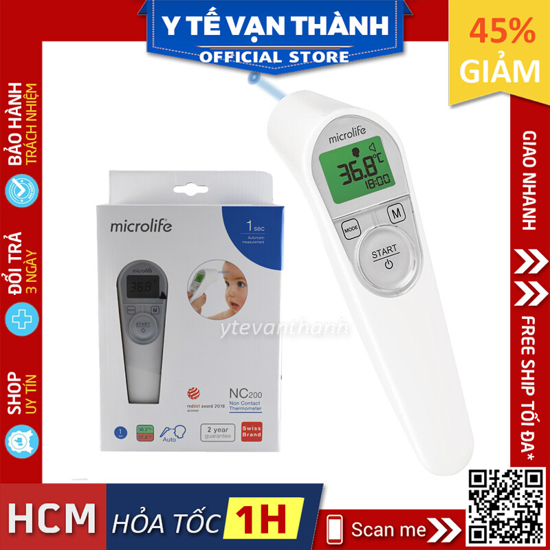 ✅ [CHÍNH HÃNG 100%] Nhiệt Kế Hồng Ngoại Đo Trán- Microlife NC200, An Toàn Cho Bé VT0116 [ Y Tế Vạn Thành ]
