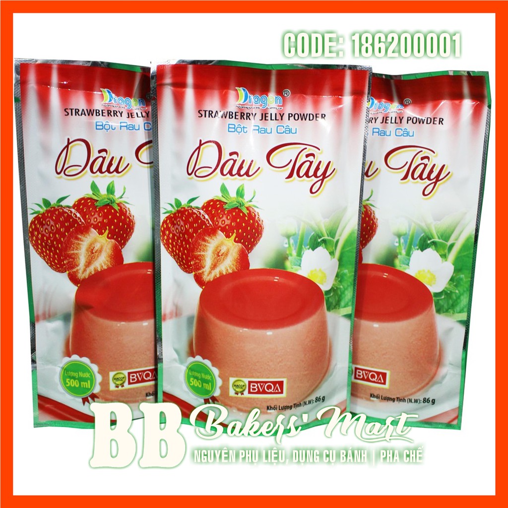 [HCM]Bột rau câu DÂU TÂY DRAGON - Gói lẻ 86gr