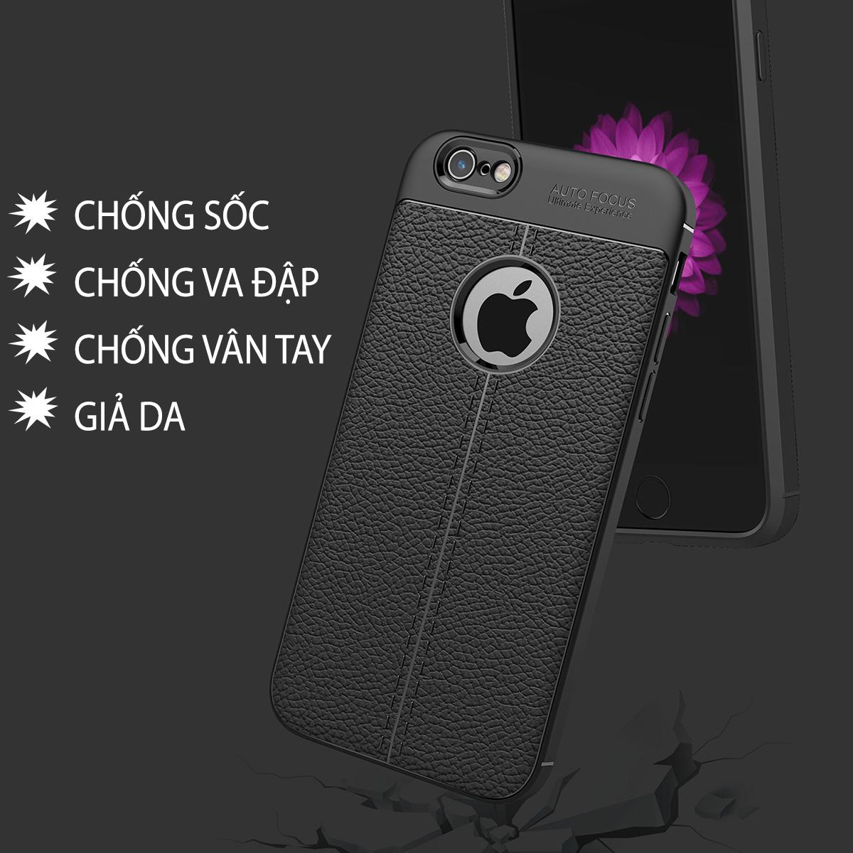 Ốp lưng dẻo giả da Auto Forcus dành cho Iphone 6Plus/6S Plus (Màu đen)