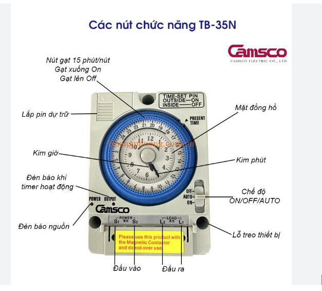 Bộ 2 Timer Camsco 24h TB35 (Rơ le thời gian 24h camsco) - kèm pin