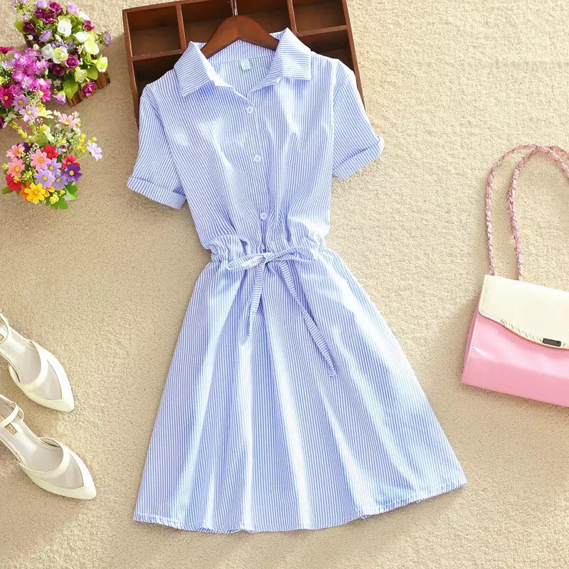 [HCM]Đầm xòe cổ sơ mi siêu xinh