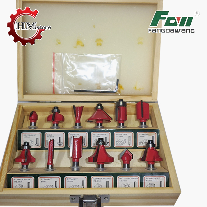 Bộ mũi phay gỗ, 12 mũi, cốt 6.35mm - mũi soi gỗ, mũi phay gỗ xịn - hải my store