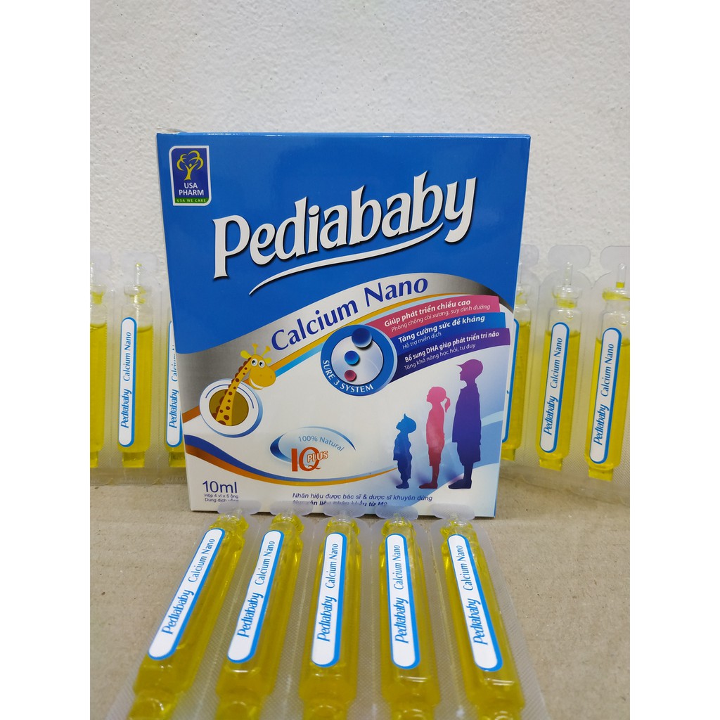 Pediababy calcium nano bổ sung canxi giúp cải thiện mật độ canxi của xương giúp xương răng chắc khỏe, sản phẩm đa dạng, chất lượng tốt, đảm bảo an toàn sức khỏe người sử dụng