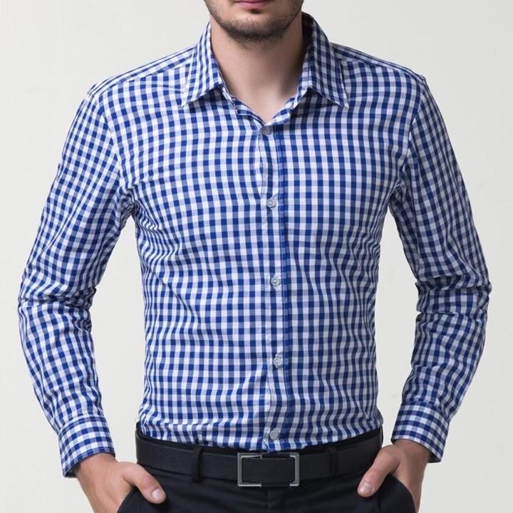 Áo sơ mi nam kẻ sọc màu xanh đậm