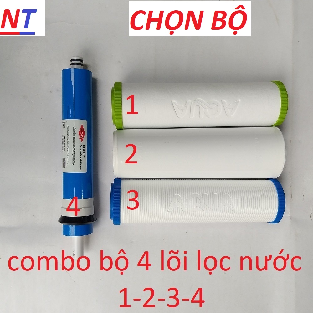 Lõi Lọc Nước Số 4 Màng RO DOW FILMTEC + bộ lõi lọc nước AQUA số 1,2,3