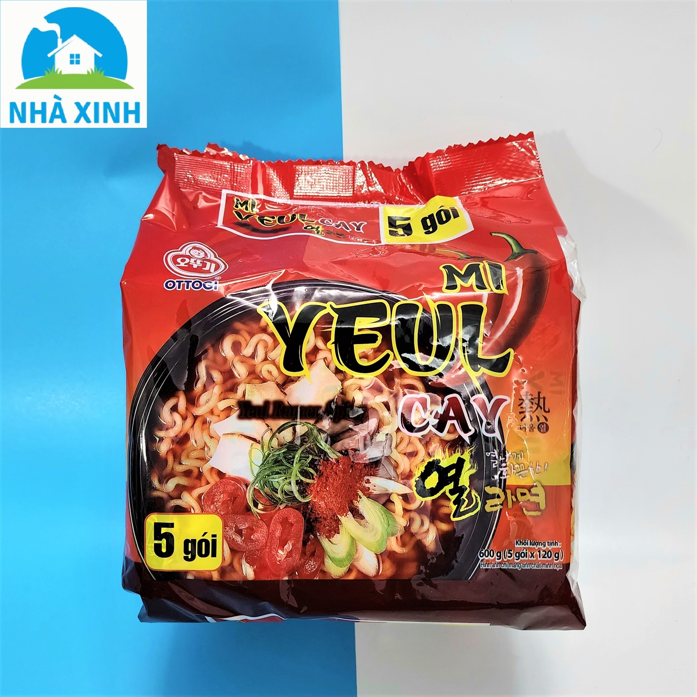 Lốc 5 gói Mì YEUL cay Ottogi 120g (Sợi mì to, dai, sáng màu, nguyên liệu nhập khẩu, vị cay đậm đà rất ngon)