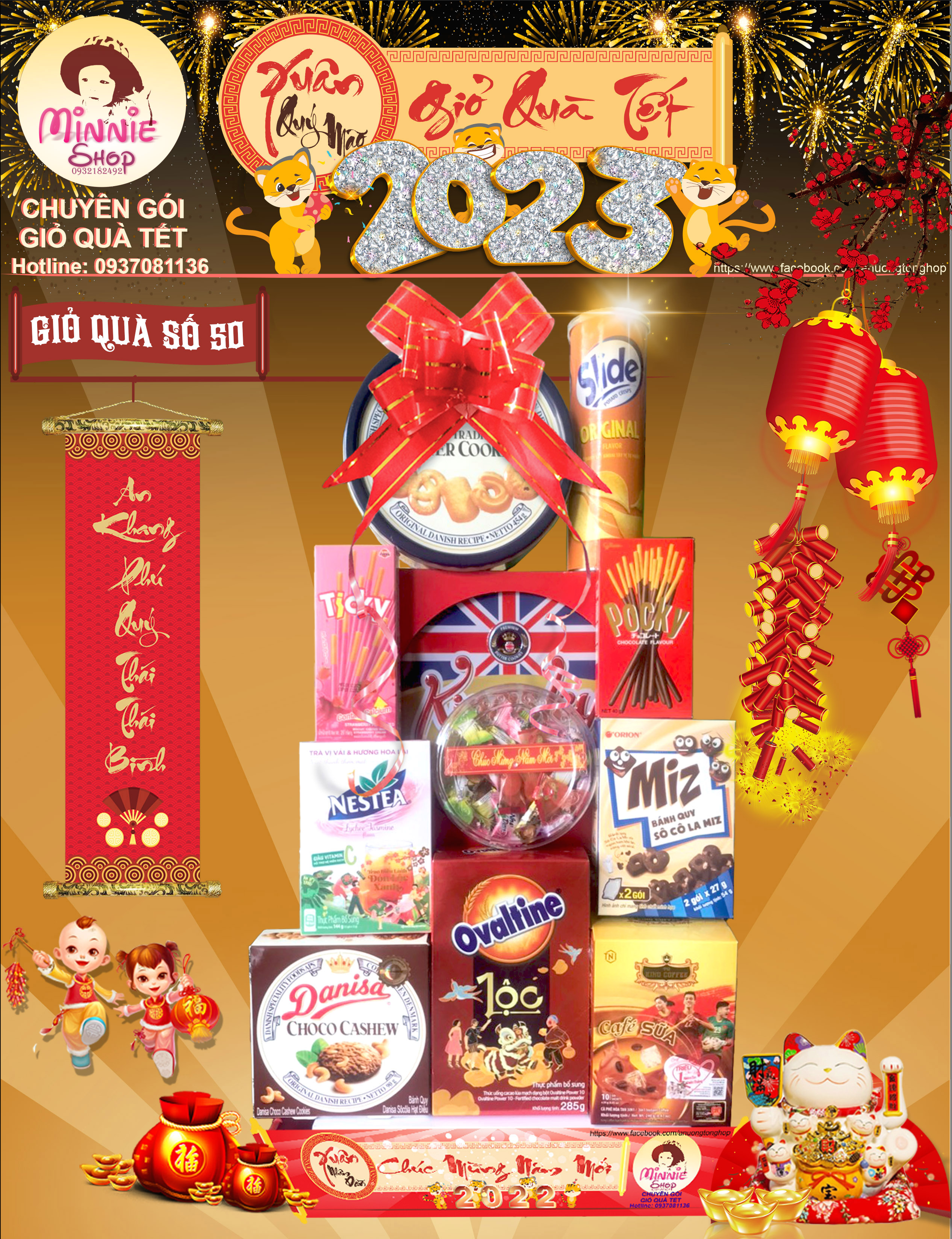Giỏ Quà Tết 2024  - MS50 (MINNIE SHOP) GIỎ CAO LẦU