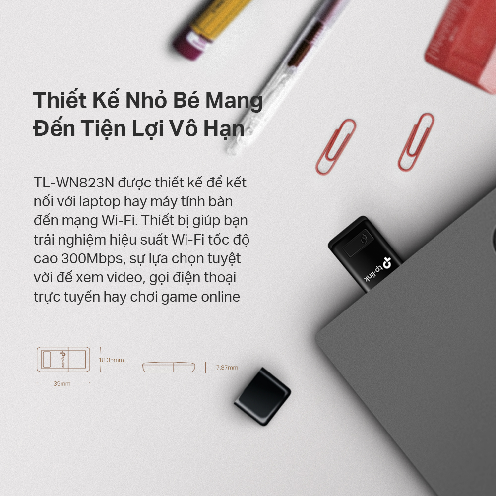 Bộ Chuyển Đổi USB Wifi TP-Link TL-WN823N Chuẩn N 300Mbps - Hãng phân phối chính thức