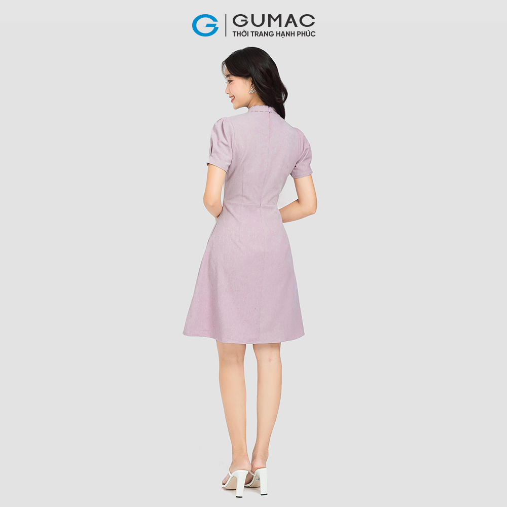 Đầm form A GUMAC, đầm phối chỉ thắt nơ DC08038