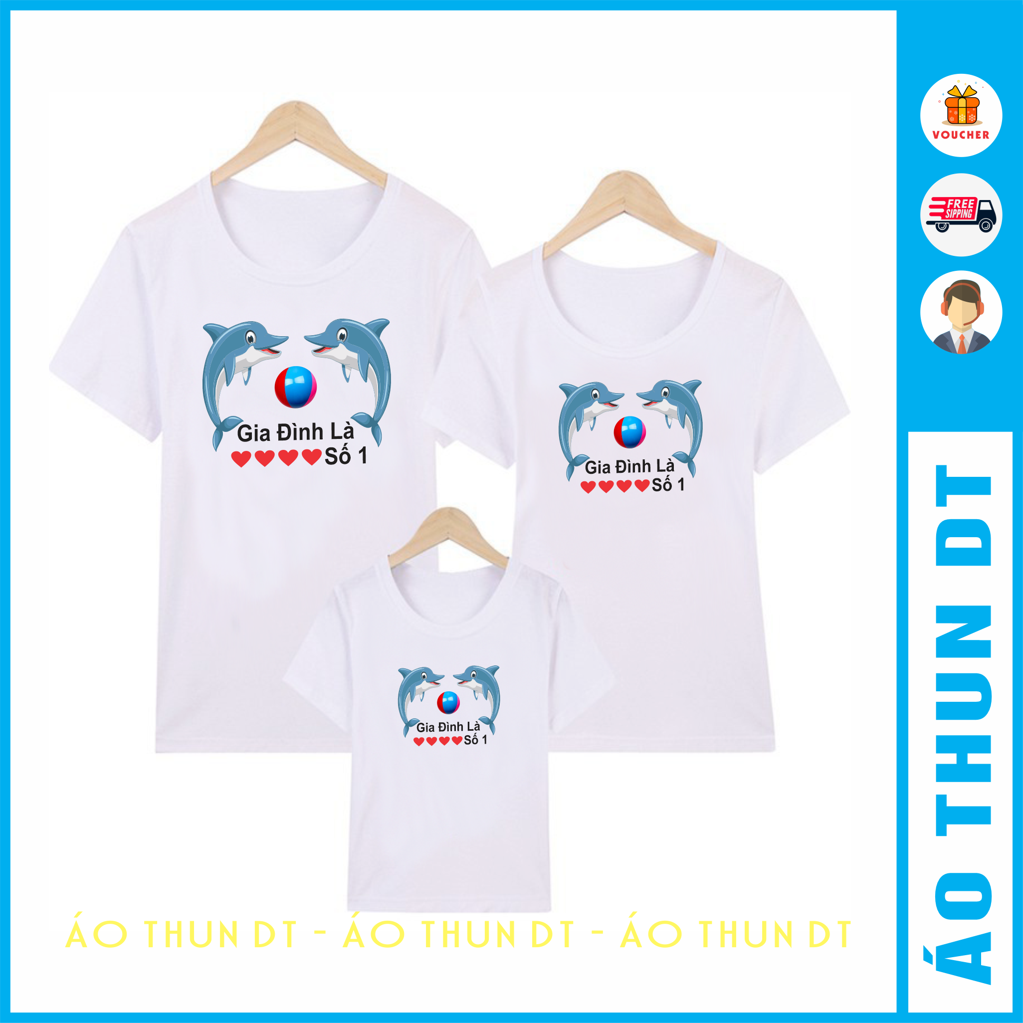 Áo gia đình, in hình cá heo