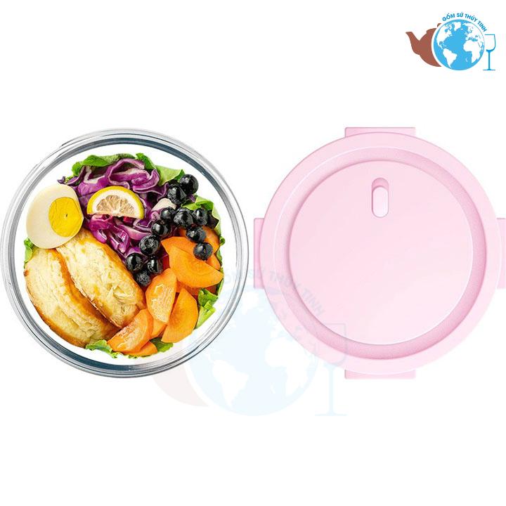 Hộp đựng thực phẩm thủy tinh dùng cho lò vi ba 400ml - Hộp đựng cơm 400ml chứa được chất lỏng kín không sợ đổ/ Chất lượng thủy tinh trong suốt không lẫn tạp chất,