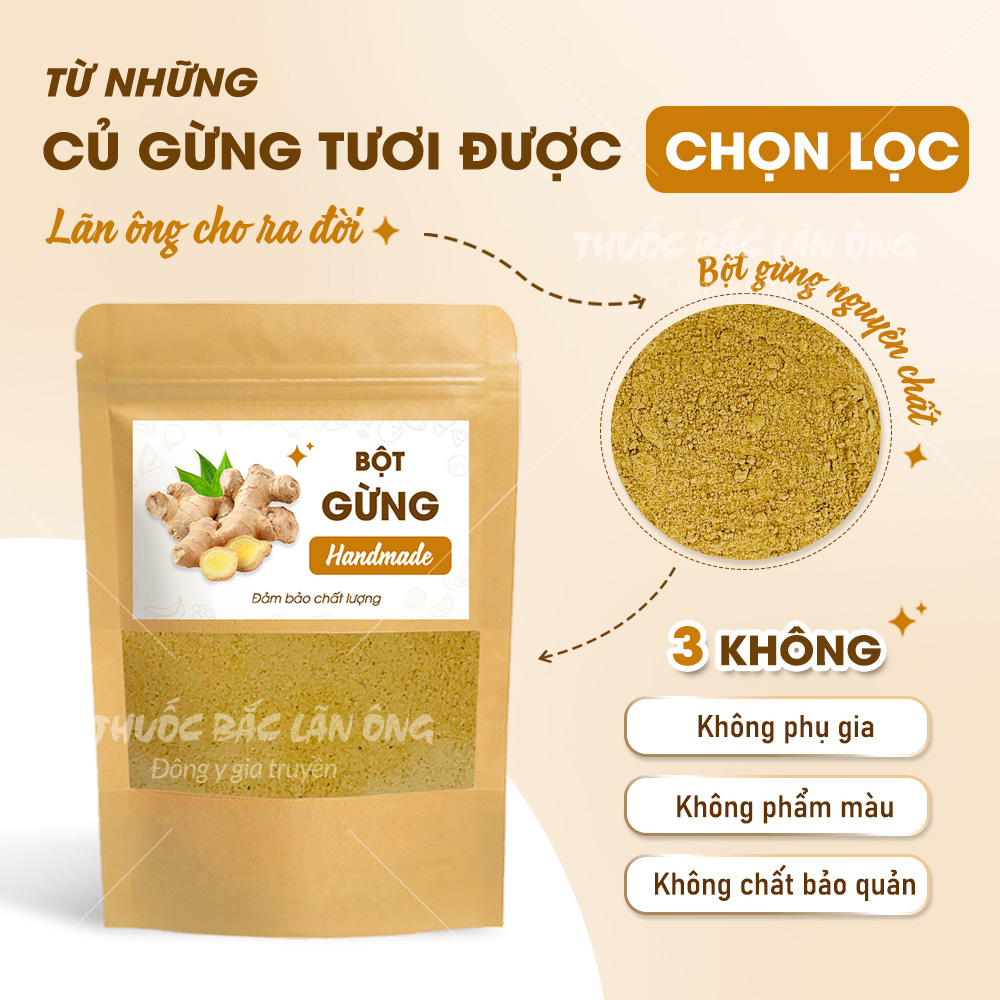 Bột gừng 200g, bột gừng ta, nguyên chất, thơm cay, mịn, gia vị nấu ăn, pha trà, tốt cho sức khỏe
