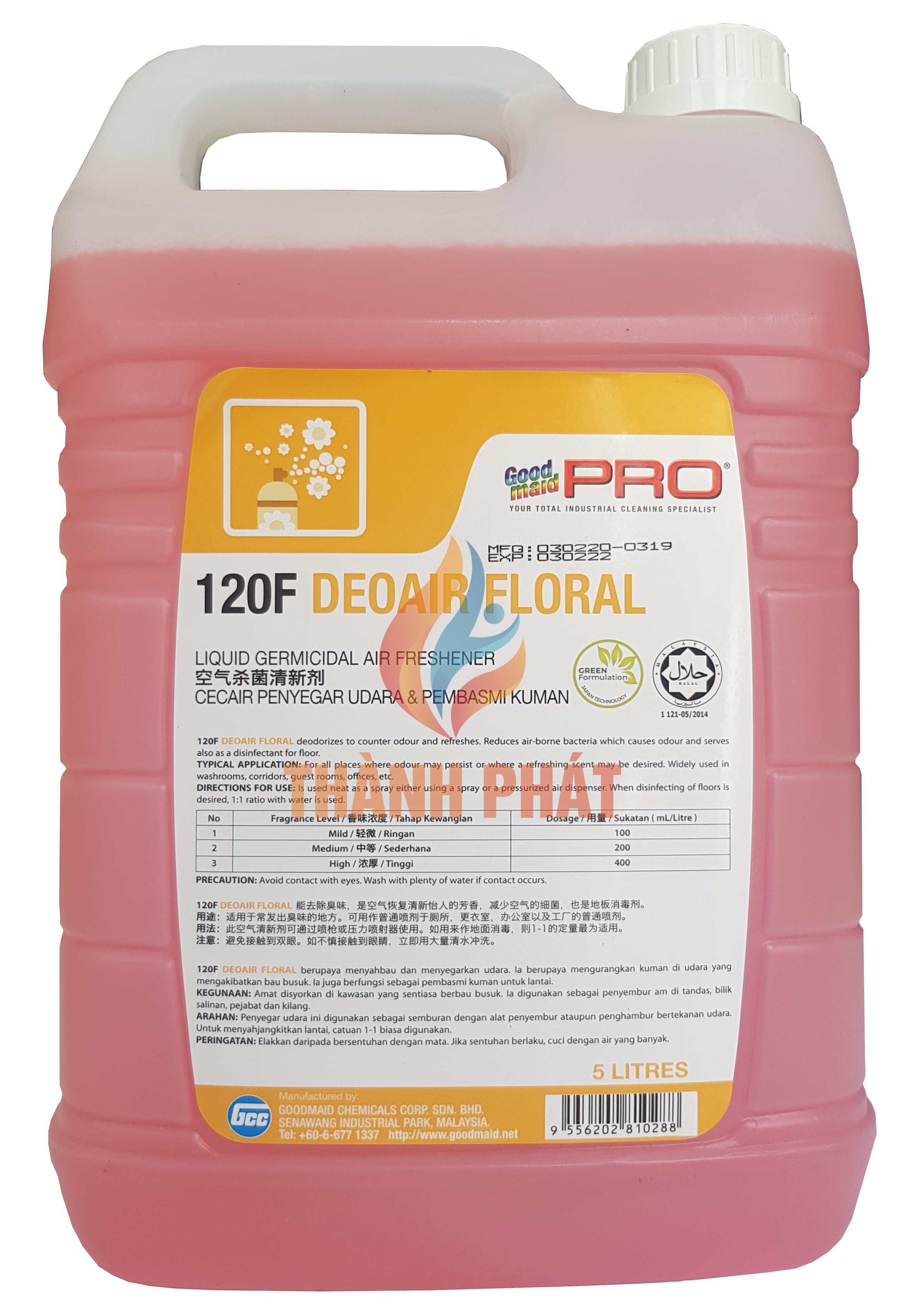 Dung dịch khử mùi goodmaid pro gmp 120f deoair floral 5l