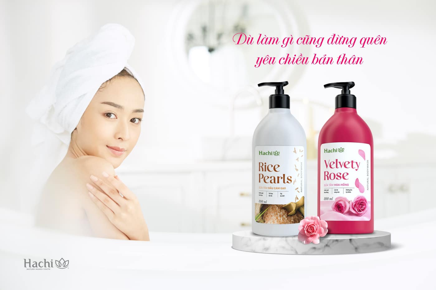 SỮA TẮM HOA HỒNG - HACHI VELVETY [CHÍNH HÃNG]