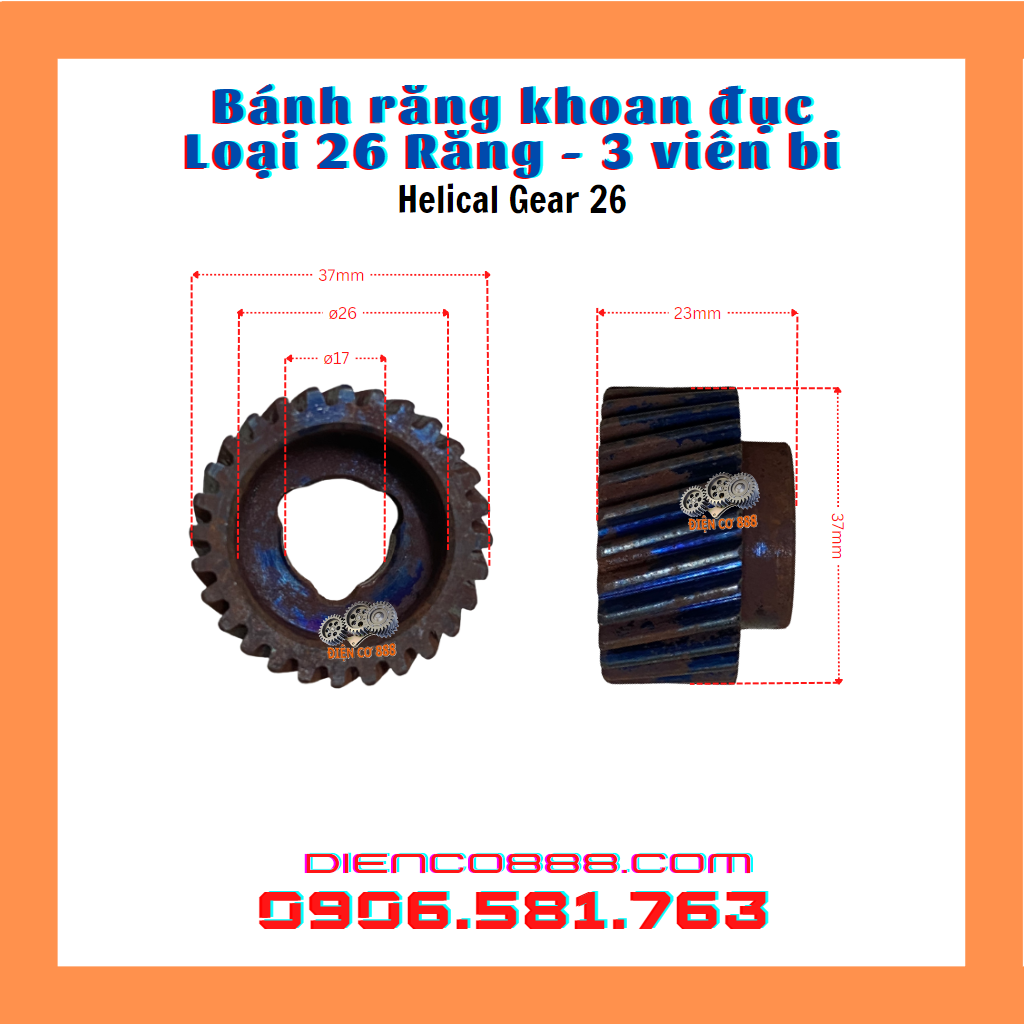 Nhông bánh răng khoan đục 2 chức năng 26 Răng - 3 bi bằng thép
