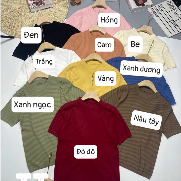 Áo len cộc tay trơn basic - bảng màu pastel