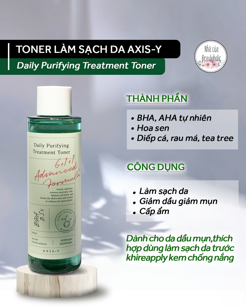 [HCM][Nhacuabeautyholic]  Toner da mụn AXIS-Y DAILY PURIFYING TREATMENT