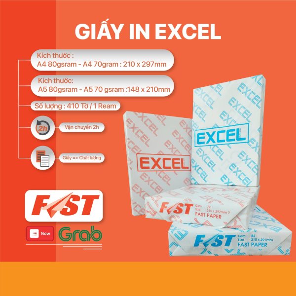 Giấy in A4, A5 Excel 70g, 80g - Indonexia (410 tờ)