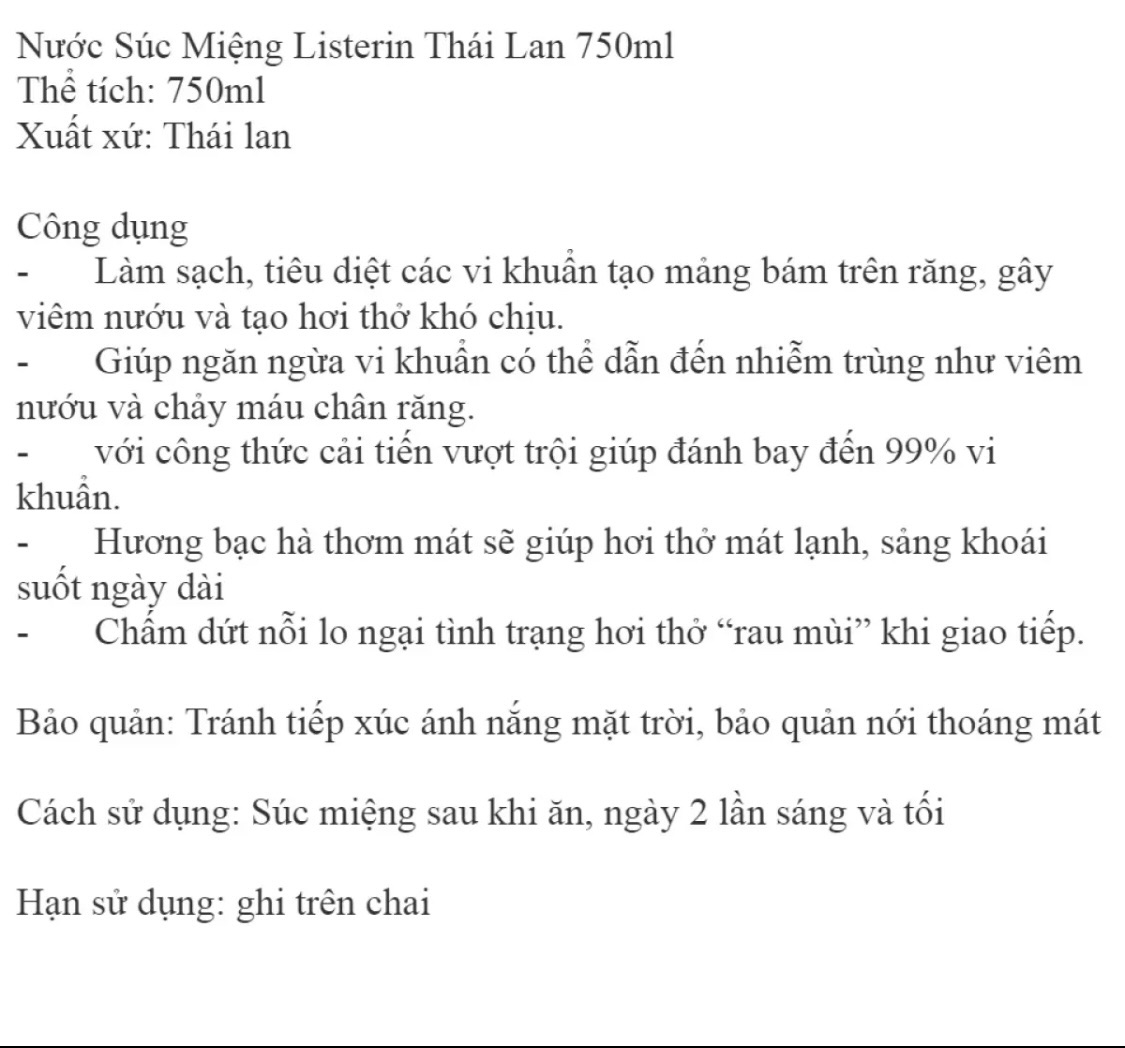 Combo 2 chai nước súc miệng LISTERINE - 750ml+750ml