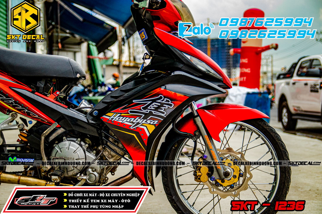 tem rời xe exciter 135 đen đỏ hayabusa