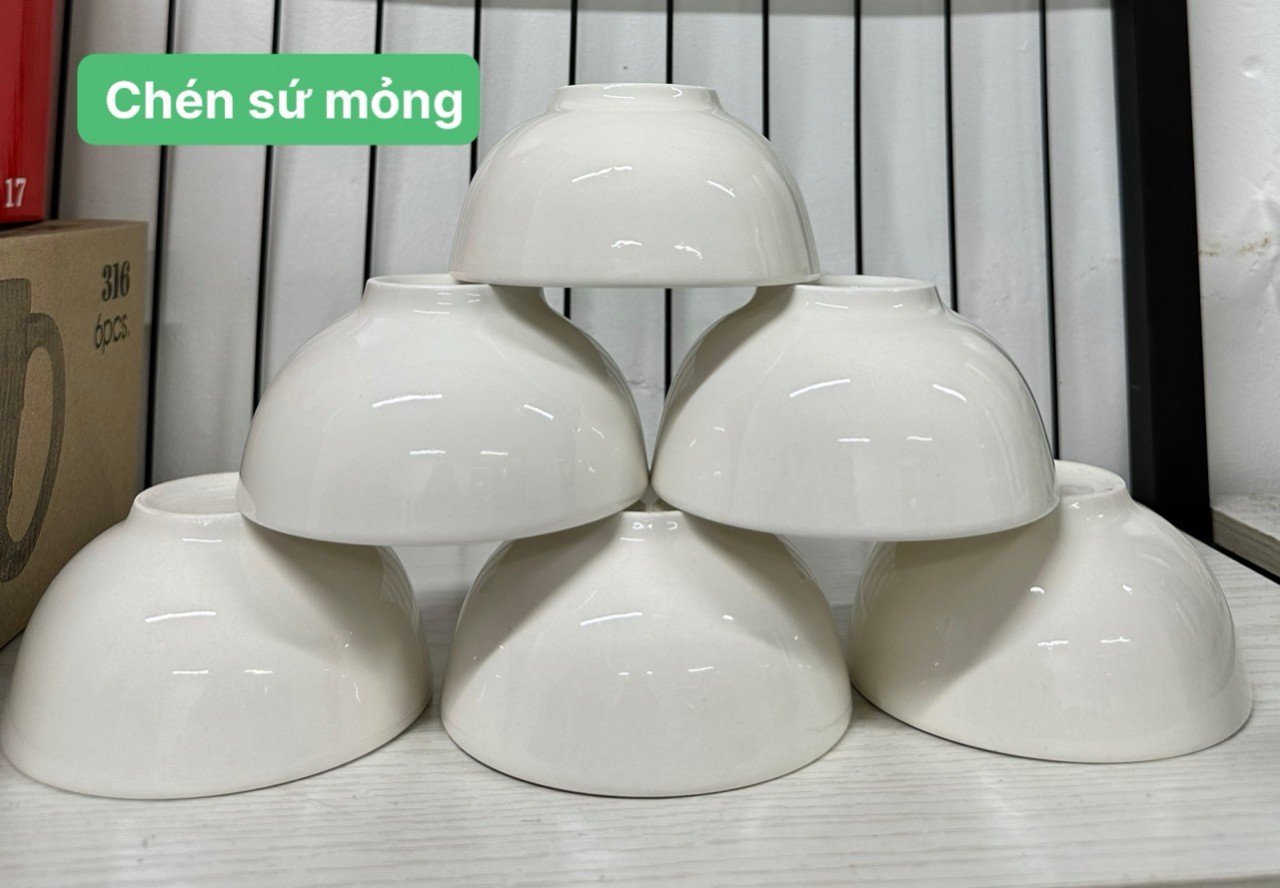 combo 10 cái hoặc 5 cái chén sứ ăn cơm hoa văn bò GL231 chén cơm sứ trắng 11.5cm