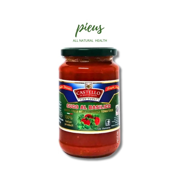 Sốt mì ý cà chua húng quế | Basil Sauce Castello 350g - Sốt pasta nguyên liệu nấu ăn nhập khẩu Ý tiện lợi, hương vị thơm ngon