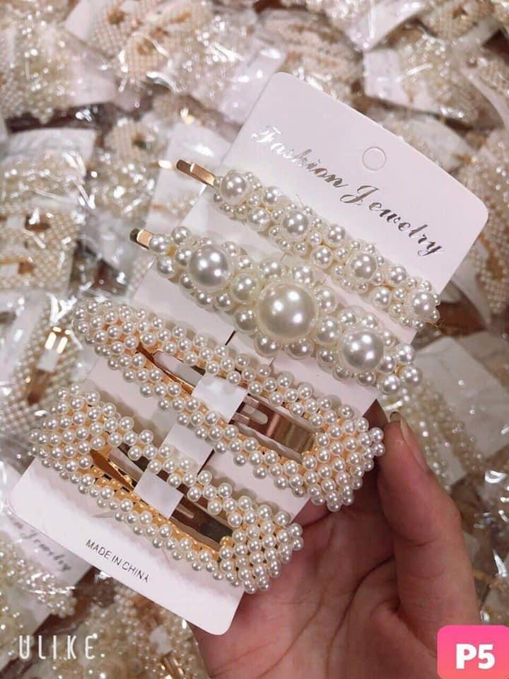 Set 4 Kẹp Tóc Ngọc Trai Hàn Quốc Trendy Siêu Xinh