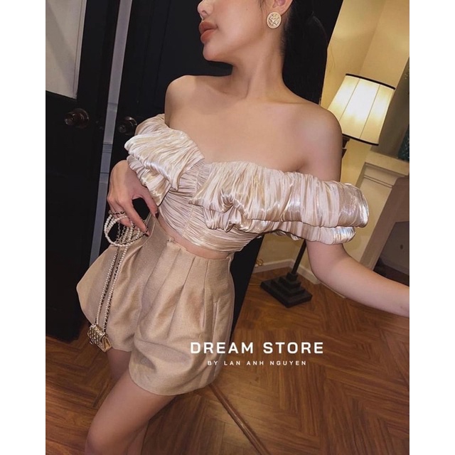 Set áo croptop + quần short tafta (bán tách set)