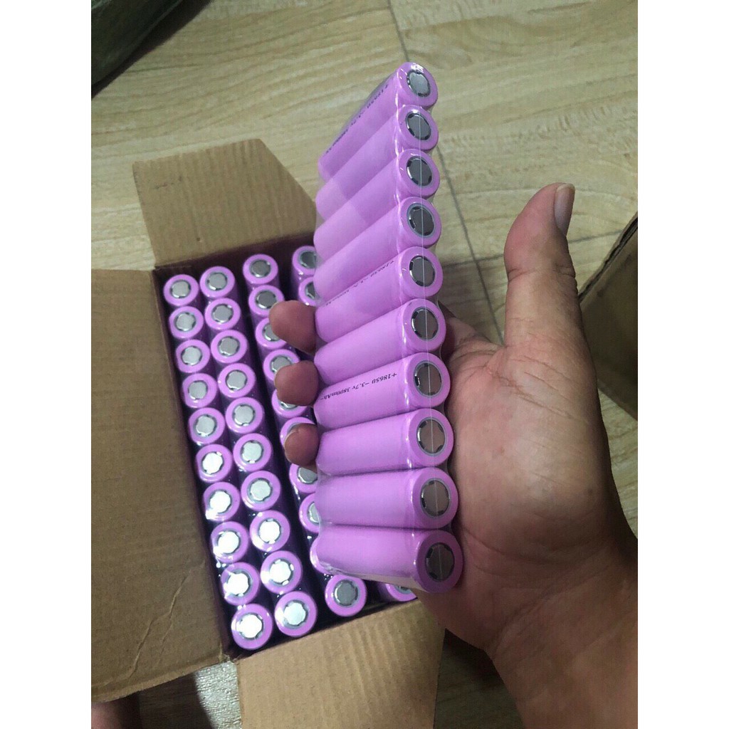 5 viên Pin sạc 18650 hồng ,tím đỏ ,xanh mới 100% dùng cho quạt sạc đèn pin máy nghe pháp