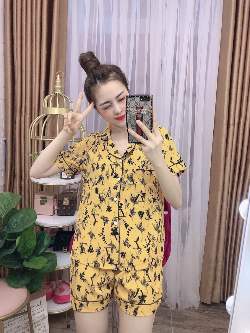 PIAMA QUẦN ĐÙI VẢI LỤA HÀN MẶC THOẢI MÁI SIZE DƯỚI 60KG.LH009