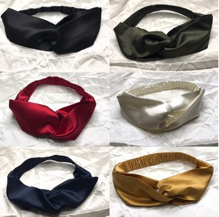 Băng đô Turban vải lụa trơn phi bóng thời trang tạo kiểu tóc