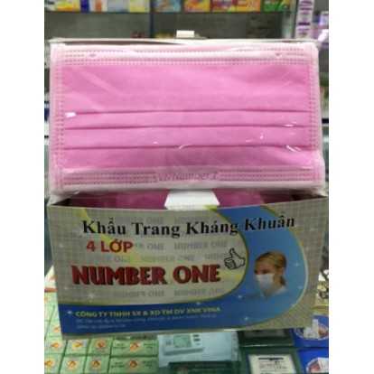 Hộp 50 cái khẩu trang y tế kháng khuẩn 4 lớp lọc Famapro Nam Anh Hoặc VN Number One (Hồng)