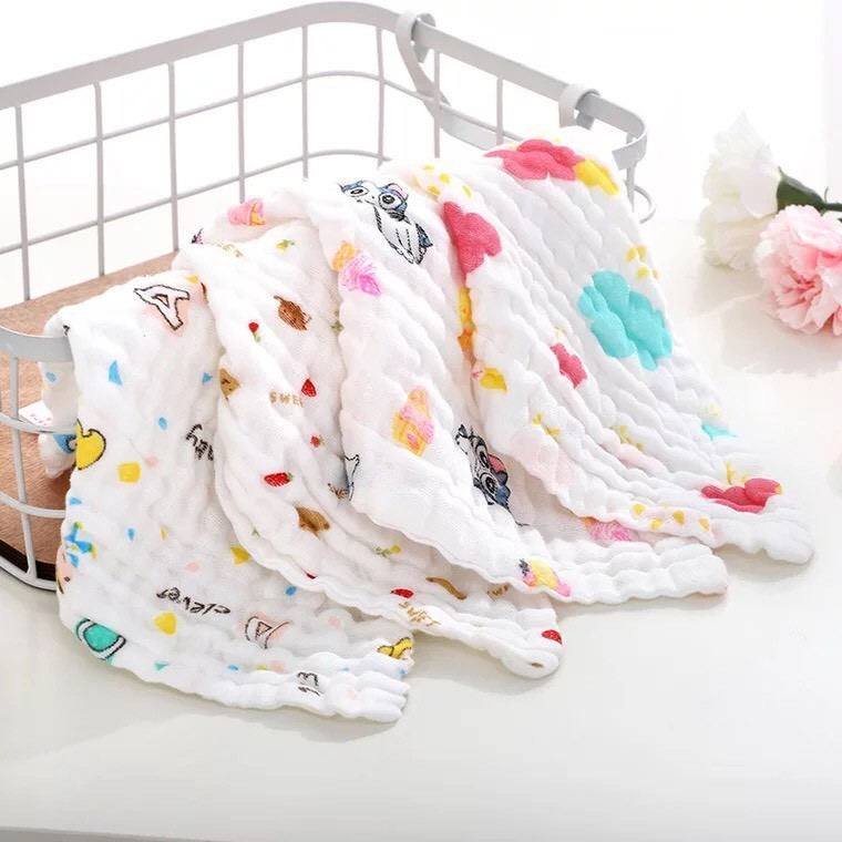 Set 5 khăn sữa aden 6 lớp cho bé