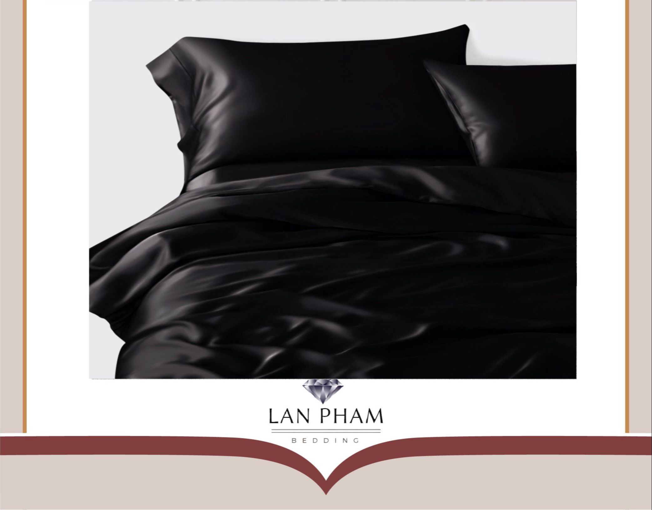 ( Lụa Loại 1) Chăn Lẻ Phi Lụa Màu Đen Cao Cấp Mềm Mại Lan Pham Bedding