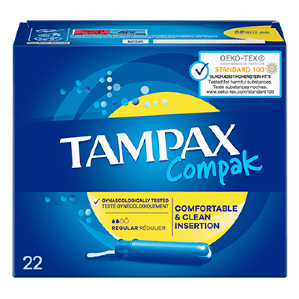 Tampon Tampax cần đẩy nhựa - công nghệ ngăn rò rỉ - 22 que - loại 2 giọt - ngày thường