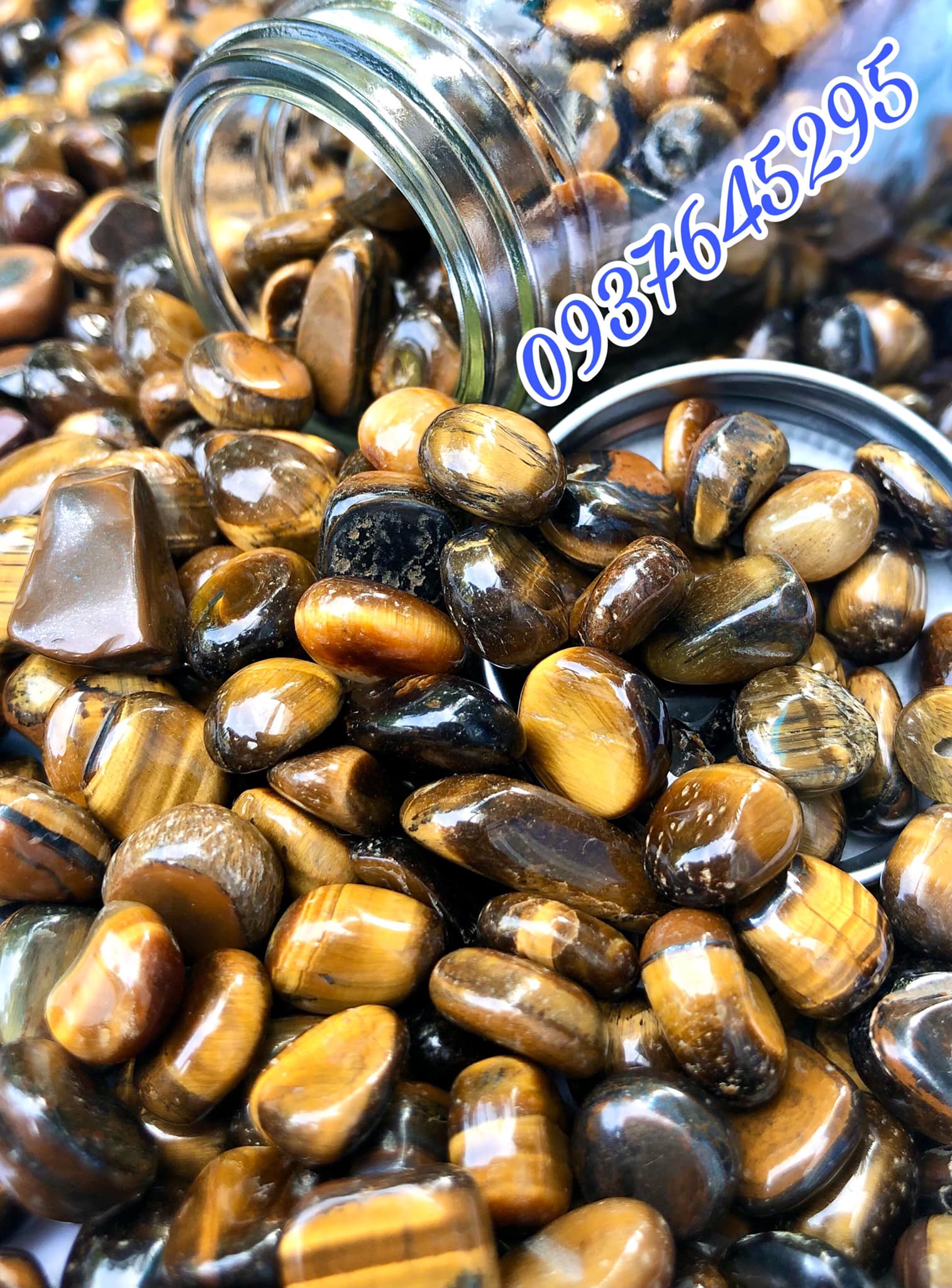 Đá vụn mắt hổ mài bóng đẹp 100g