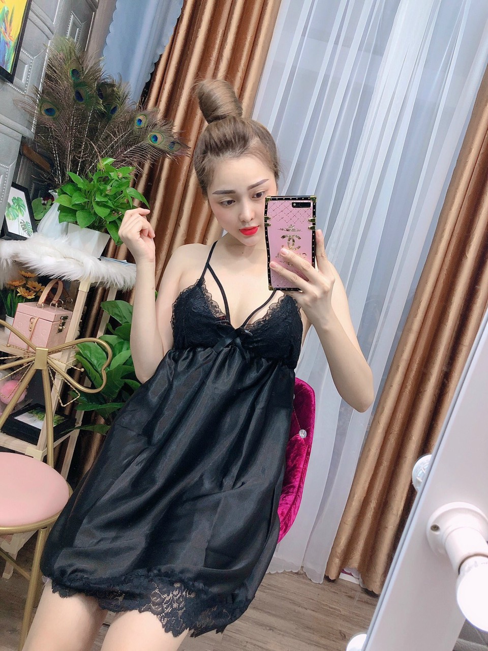 ĐẦM PHI BÓNG CHÉO DÂY PHỐI REN FREESIZE DƯỚI 55KG