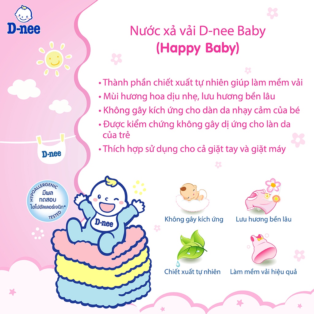 [HCM]Dung Dịch Xả Quần Áo Cho Bé D-nee - Chai 3000ml (Hồng)
