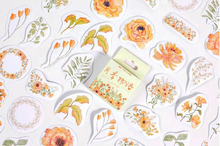 Bộ 46 sticker hoa mùa hạ e112