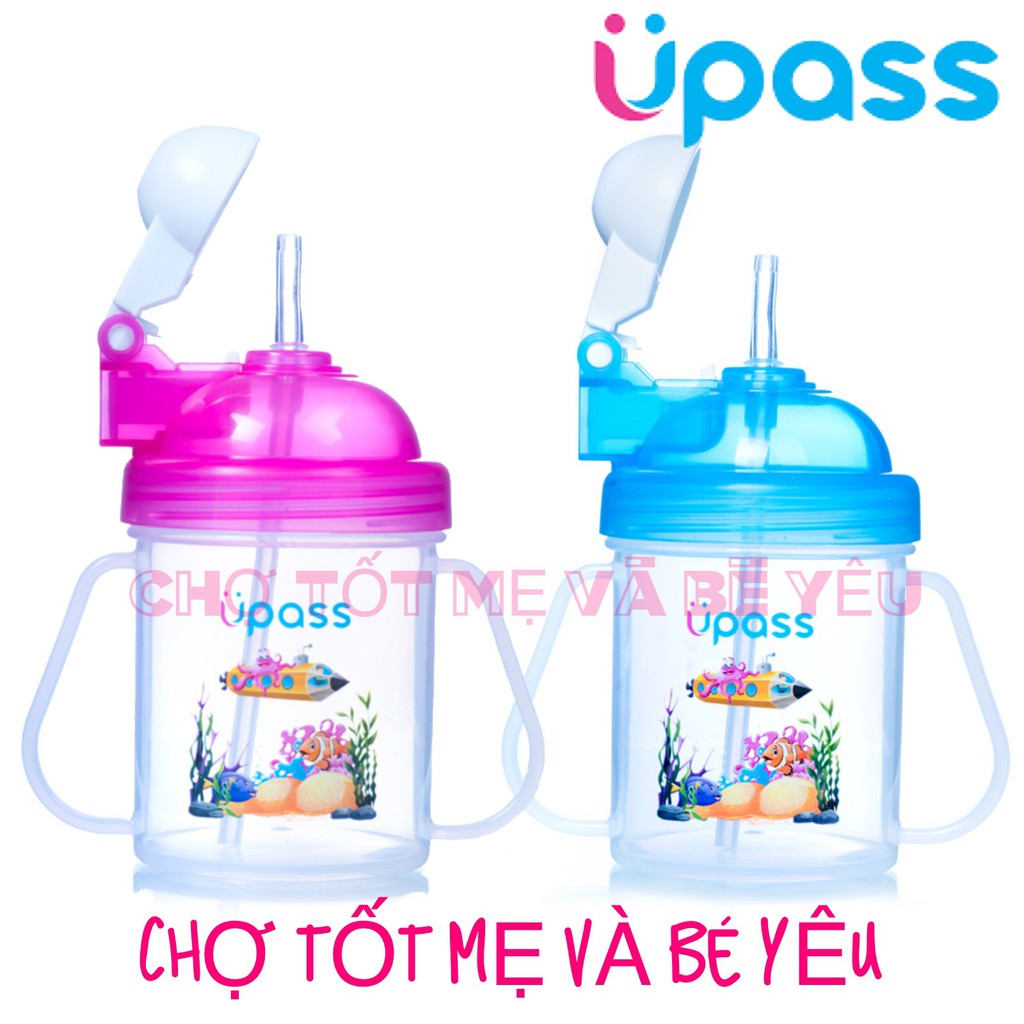 Bình Uống Nước Ống Hút Mềm Cho Bé Upass 200ml