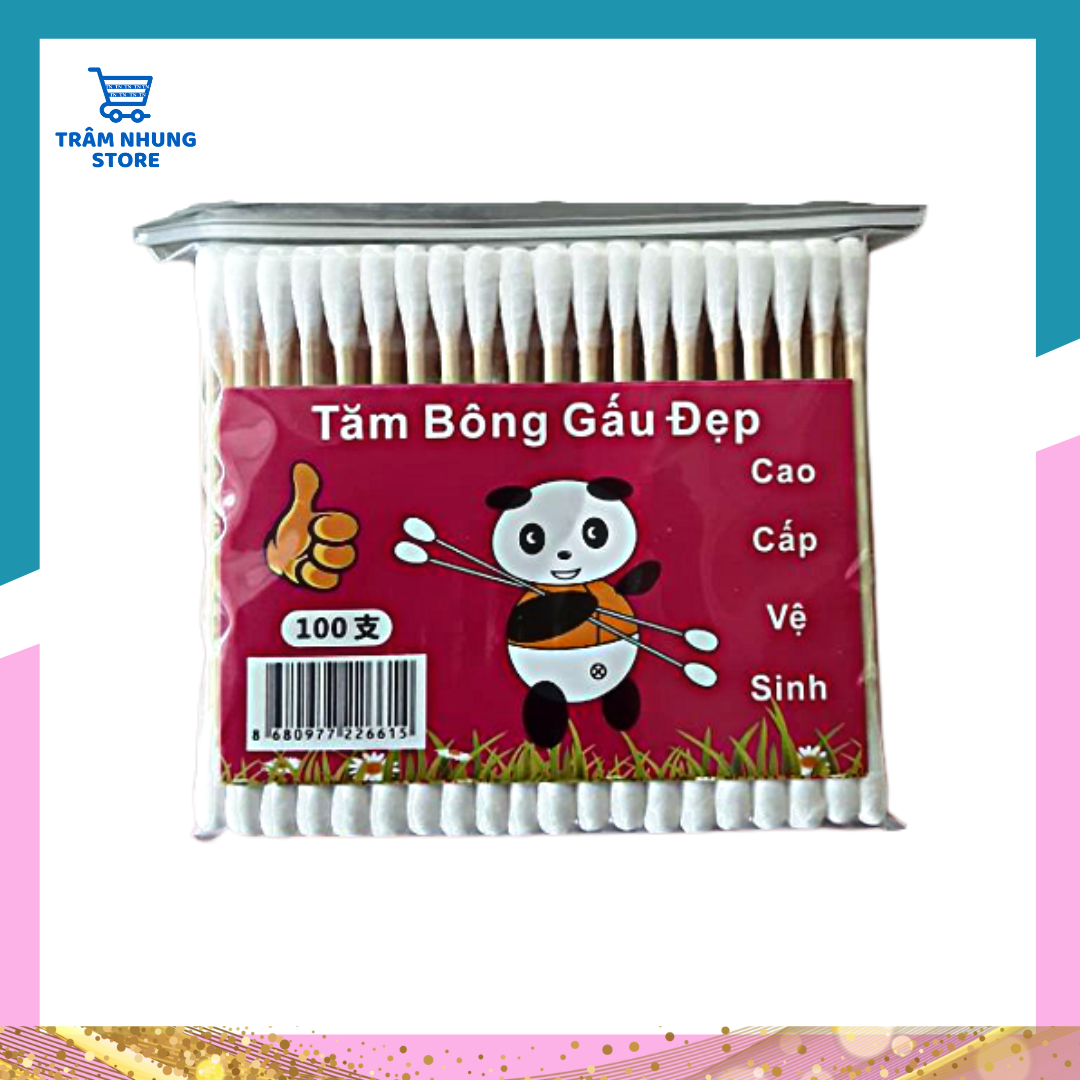 (Bịch 100 cây) Bông tai cán gỗ cao cấp