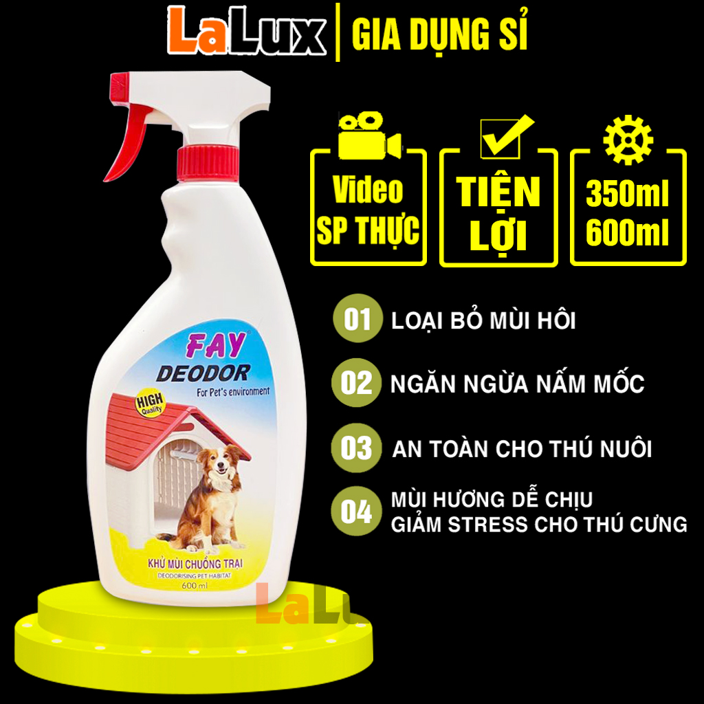 Xịt Khử Mùi Chó Mèo Chuồng Trại Fay Deodor 350ml 600ml