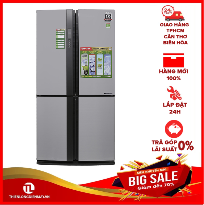 TRẢ GÓP 0% - Tủ lạnh Sharp Inverter 605 lít SJ-FX680V-ST