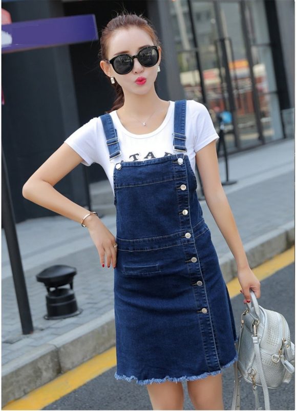 ĐẦM YẾM JEAN PHỐI HÀNG NÚT GÀI D662662