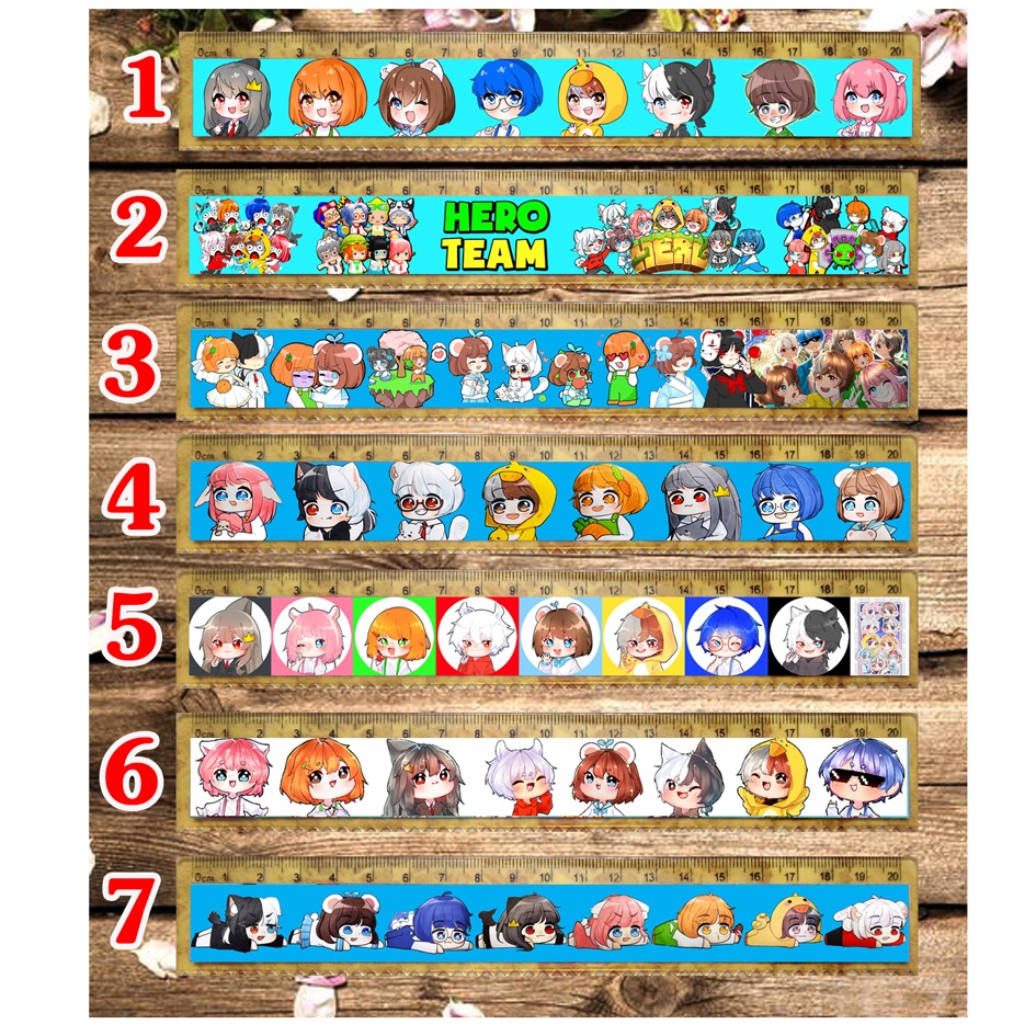 Thước kẻ Hero Team (nhiều mẫu lựa chọn, 20cm, 10k/1 cái)