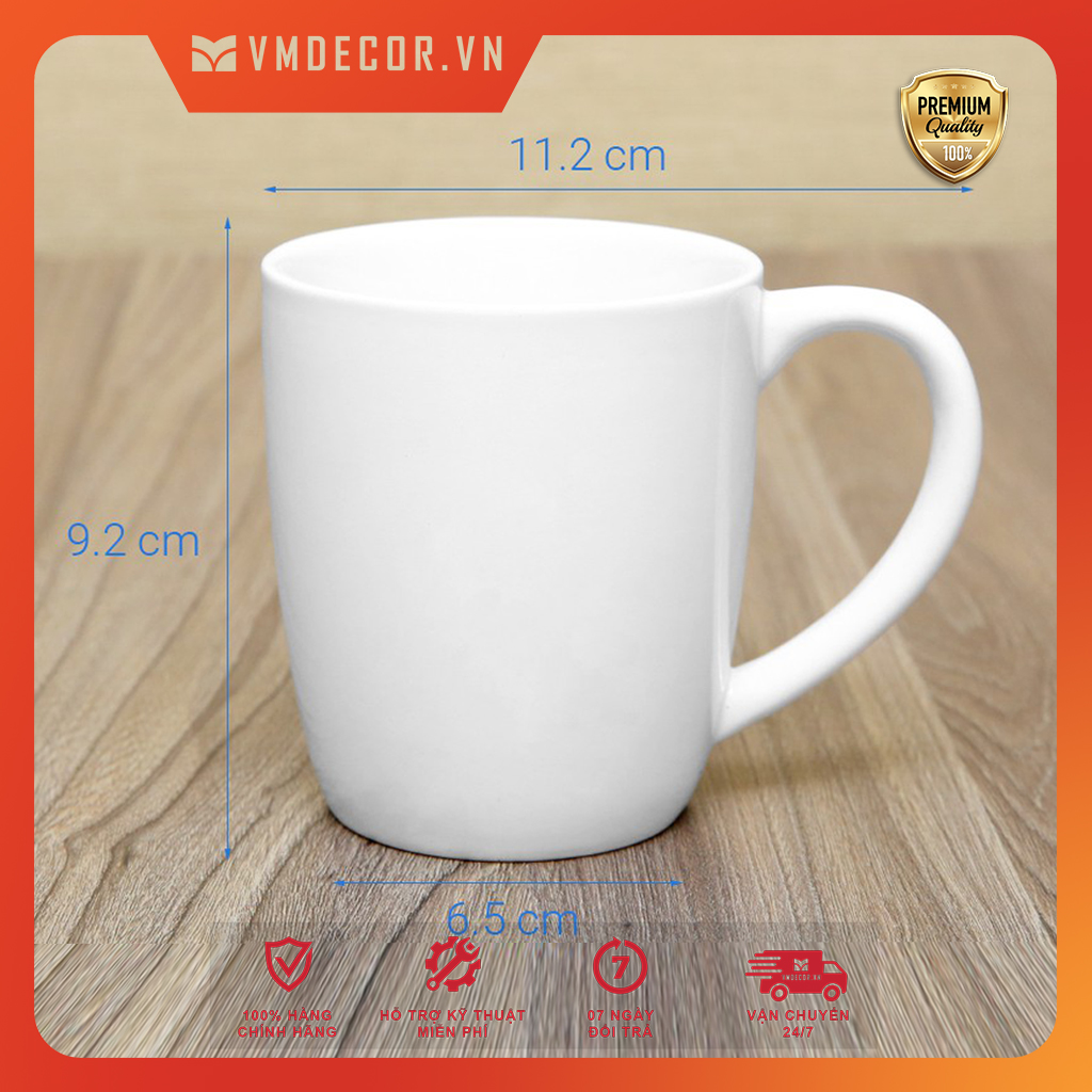 Ly sứ trắng trơn 250ml (có hình thật)