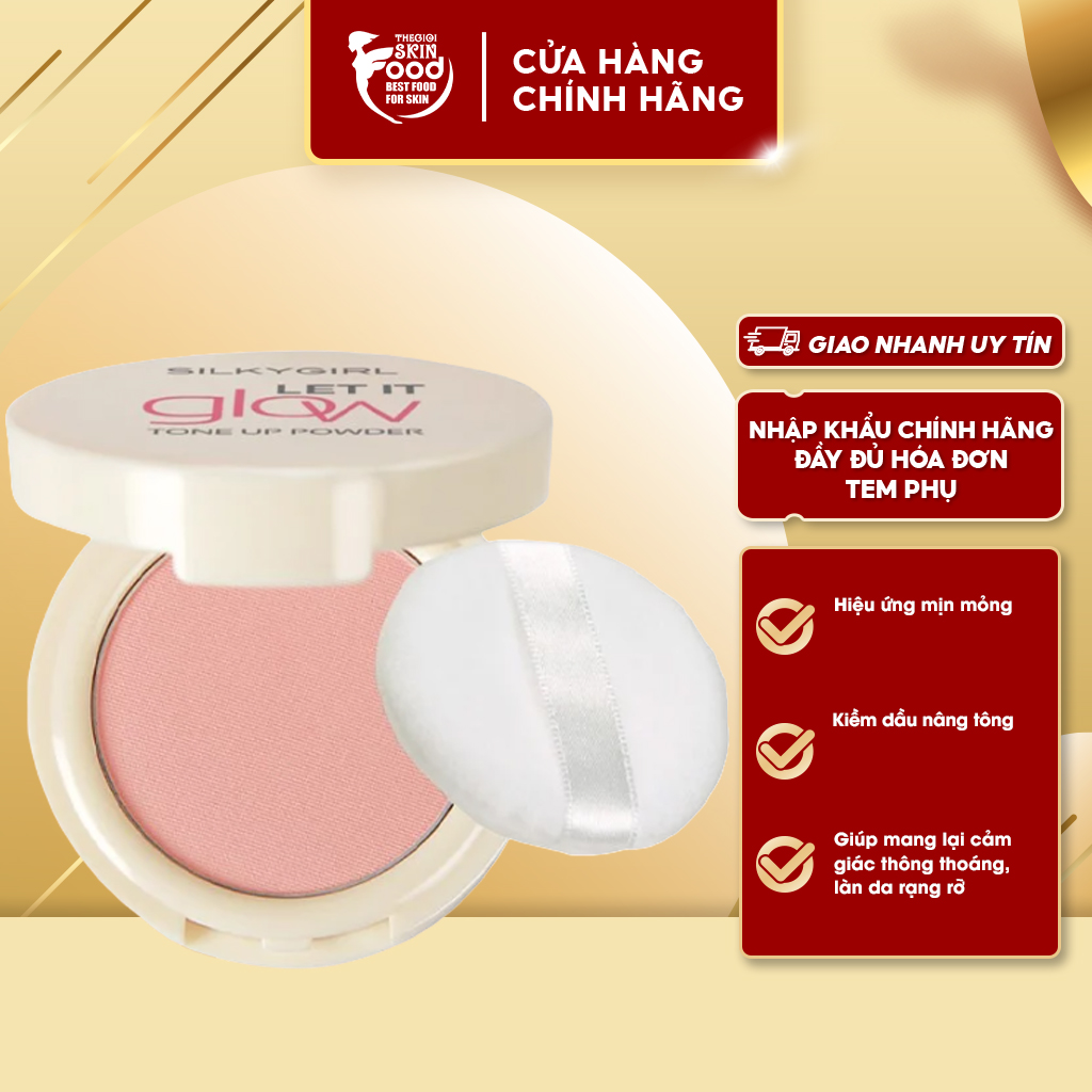 Phấn phủ dạng nén, nâng tông silkygirl let it glow tone up powder 7g