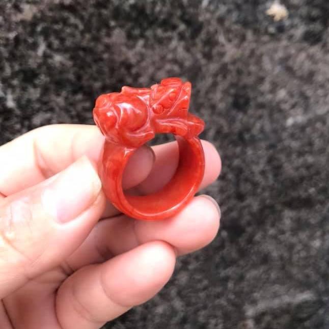 [HCM]NHẪN TỲ HƯU NGỌC CẨM THẠCH HUYẾT THIÊN NHIÊN- CÓ NHIỀU SIZE LỰA CHỌN- HÀNG VIP